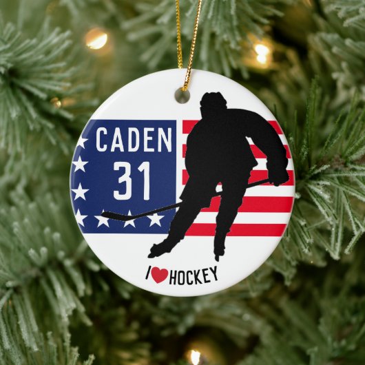 ホッケーパーソナライズされたオーナメント セラミックオーナメント (ツリー)