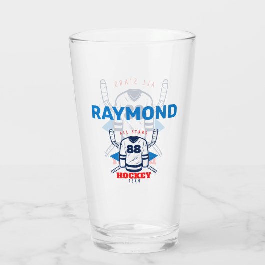 ホッケーパーソナライズされたガラス タンブラーグラス (裏面)