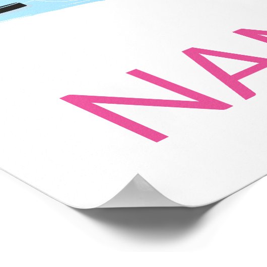 ホッケーパーソナライズされたガールの漫画の名前 ポスター (角)