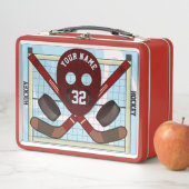 ホッケーパーソナライズされたクラシックオンアイスメタルランチボックス メタルランチボックス (インサイチュ)