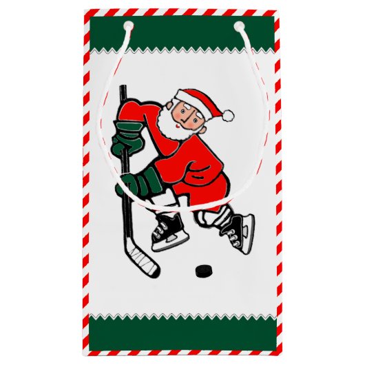 ホッケーパーソナライズされたクリスマススモール抱き枕 スモールペーパーバッグ (裏面)