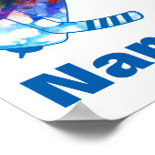 ホッケーパーソナライズされたゴアリー名番号水色 ポスター (角)