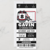 ホッケーパーソナライズされたチケット誕生日パーティー 招待状 (正面)