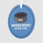 ホッケーパーソナライズされたパック選手チーム名 オーナメント (正面)