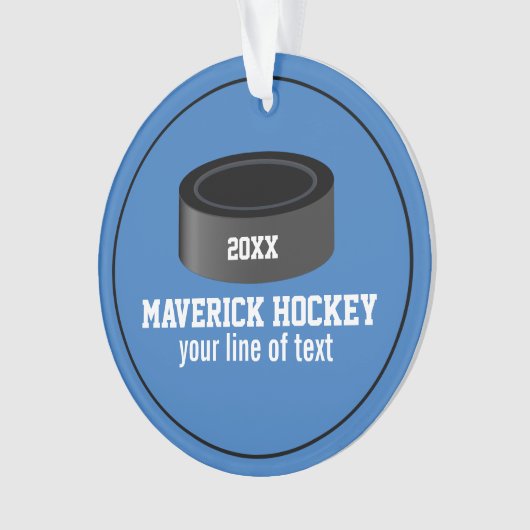 ホッケーパーソナライズされたパック選手チーム名 オーナメント (正面)