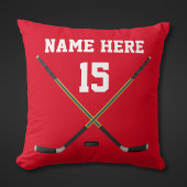 ホッケーパーソナライズされたピロー、名前、番号、色 クッション