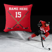 ホッケーパーソナライズされたピロー、名前、番号、色 クッション