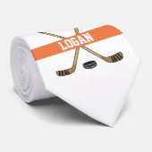 ホッケーパーソナライズされたプレイヤー名番号オレンジ ネクタイ (ロール)