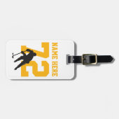 ホッケーパーソナライズされたプレイヤー名番号ブラック金ゴールド ラゲッジタグ (正面横)