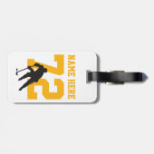 ホッケーパーソナライズされたプレイヤー名番号ブラック金ゴールド ラゲッジタグ (裏面横)