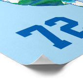 ホッケーパーソナライズされたプレイヤー名番号水色 ポスター (角)