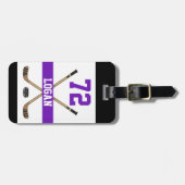 ホッケーパーソナライズされたプレイヤー名番号（紫） ラゲッジタグ (正面横)