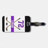 ホッケーパーソナライズされたプレイヤー名番号（紫） ラゲッジタグ (裏面横)
