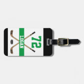 ホッケーパーソナライズされたプレイヤー名番号（緑） ラゲッジタグ (正面横)