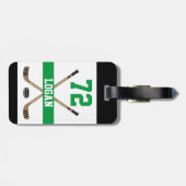 ホッケーパーソナライズされたプレイヤー名番号（緑） ラゲッジタグ (裏面横)