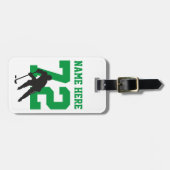 ホッケーパーソナライズされたプレイヤー名番号(緑) ラゲッジタグ (正面横)