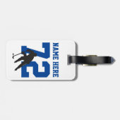 ホッケーパーソナライズされたプレイヤー名番号(青) ラゲッジタグ (裏面横)