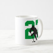 ホッケーパーソナライズされたプレイヤー番号ブラックグリーン コーヒーマグカップ (正面右)