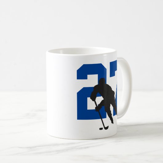 ホッケーパーソナライズされたプレイヤー番号 コーヒーマグカップ (正面右)