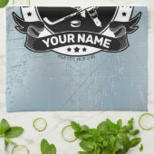 ホッケーパーソナライズされたプレーヤーアイスリンクチームアスリート キッチンタオル (折り畳み)