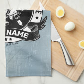 ホッケーパーソナライズされたプレーヤーアイスリンクチームアスリート キッチンタオル (四つ折り)