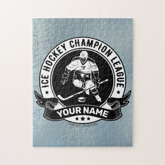 ホッケーパーソナライズされたプレーヤーアイスリンクチームアスリート ジグソーパズル (縦)