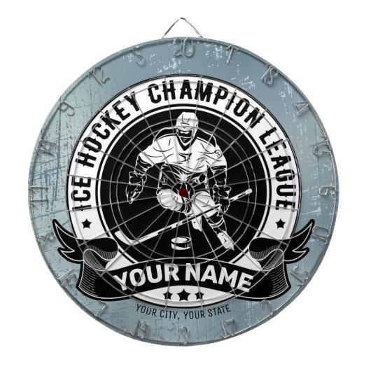 ホッケーパーソナライズされたプレーヤーアイスリンクチームアスリート ダーツボード (正面)