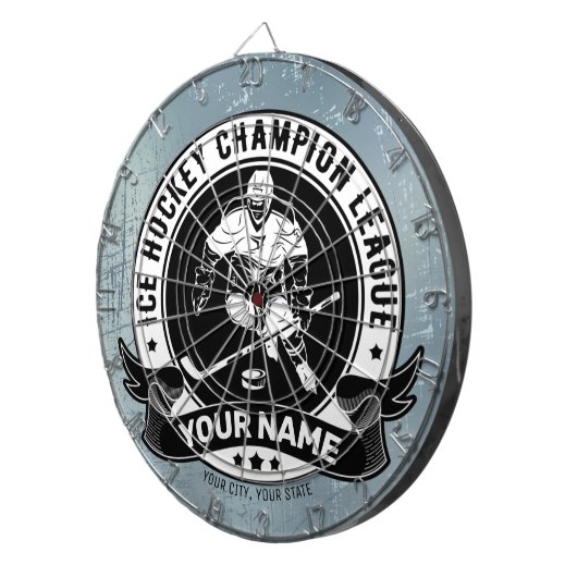 ホッケーパーソナライズされたプレーヤーアイスリンクチームアスリート ダーツボード (正面右)