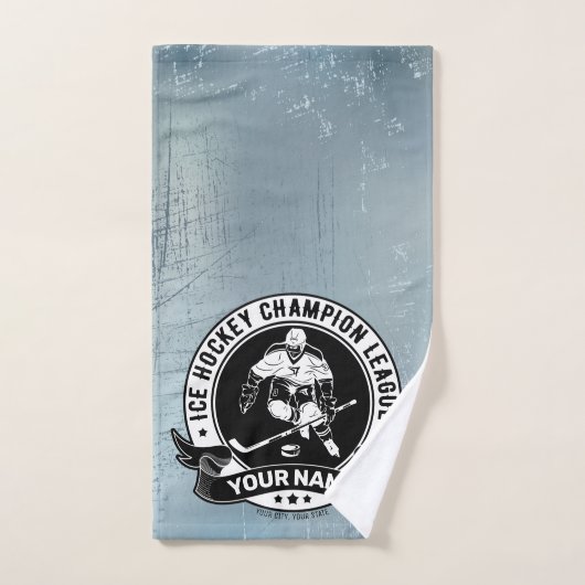 ホッケーパーソナライズされたプレーヤーアイスリンクチームアスリート バスタオルセット (ハンドタオル)