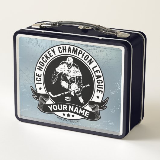 ホッケーパーソナライズされたプレーヤーアイスリンクチームアスリート メタルランチボックス (裏面)