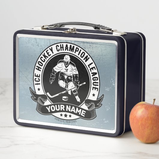 ホッケーパーソナライズされたプレーヤーアイスリンクチームアスリート メタルランチボックス (インサイチュ)
