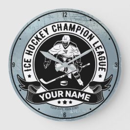 ホッケーパーソナライズされたプレーヤーアイスリンクチームアスリート ラージ壁時計