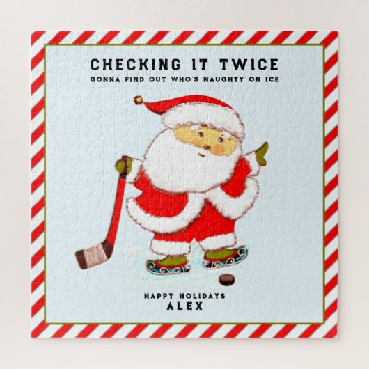 ホッケーパーソナライズされたプレーヤーギフト ジグソーパズル (縦)