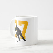 ホッケーパーソナライズされたプレーヤーナンバーブラック金ゴールド コーヒーマグカップ (正面左)