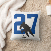ホッケーパーソナライズされたプレーヤーナンバールームデコール クッション (ブランケット)