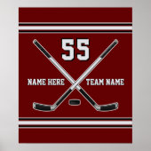 ホッケーパーソナライズされたプレーヤーポスター、任意の色 ポスター (正面)