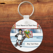 ホッケーパーソナライズされたプレーヤー – 男性の漫画 キーホルダー (正面)