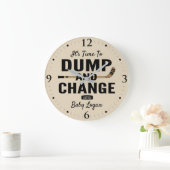 ホッケーパーソナライズされたベビー名のダンプと変更 ラージ壁時計 (ホーム)