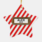 ホッケーパーソナライズされたホリデーギフト セラミックオーナメント (裏面)