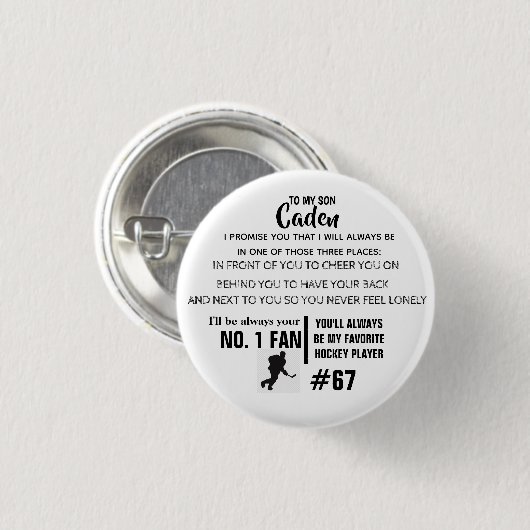 ホッケーパーソナライズされたボタンNO.1ファン 缶バッジ (正面&裏面)