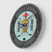 ホッケーパーソナライズされたレジェンズ時計 ラージ壁時計 (傾斜)