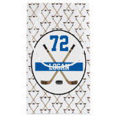 ホッケーパーソナライズされた選手の名前番号ブルースティック スモールペーパーバッグ (裏面)