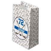 ホッケーパーソナライズされた選手の名前番号ブルースティック スモールペーパーバッグ (裏面アングル)