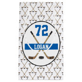 ホッケーパーソナライズされた選手の名前番号ブルースティック スモールペーパーバッグ (正面)