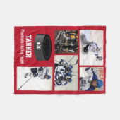 ホッケーパーソナライズされた5 Photo Collage名チーム# Fl フリースブランケット (正面(横))