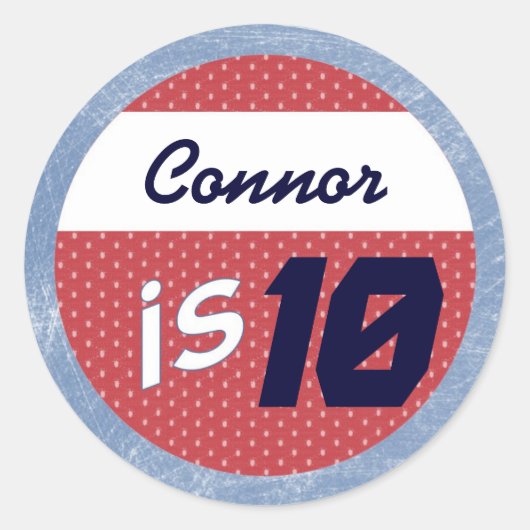 ホッケーパーティーシール – 名前/年齢シール ラウンドシール (正面)