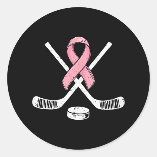 ホッケーピンクリボン乳がん認識度スポーツ ラウンドシール (正面)