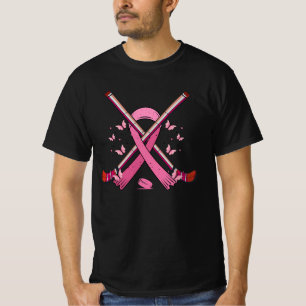ホッケーピンクリボン乳癌認識度スポーツL Tシャツ