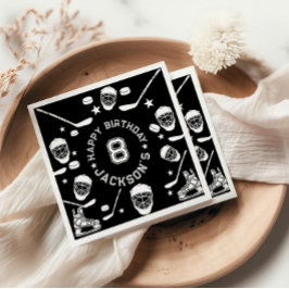 ホッケーブラックとホワイトをテーマにした子供の誕生日パーティー スタンダードカクテルナプキン