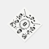 ホッケーブラックとホワイトをテーマにした子供の誕生日パーティー スタンダードカクテルナプキン (角)